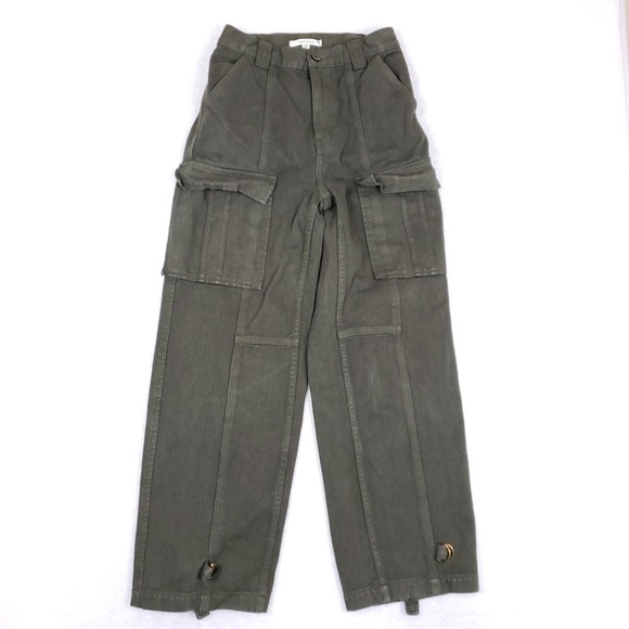 PacSun Pants - PacSun Cargo Pants High Rise Wide Leg Size 26 Olive Green Streetwear Y2K